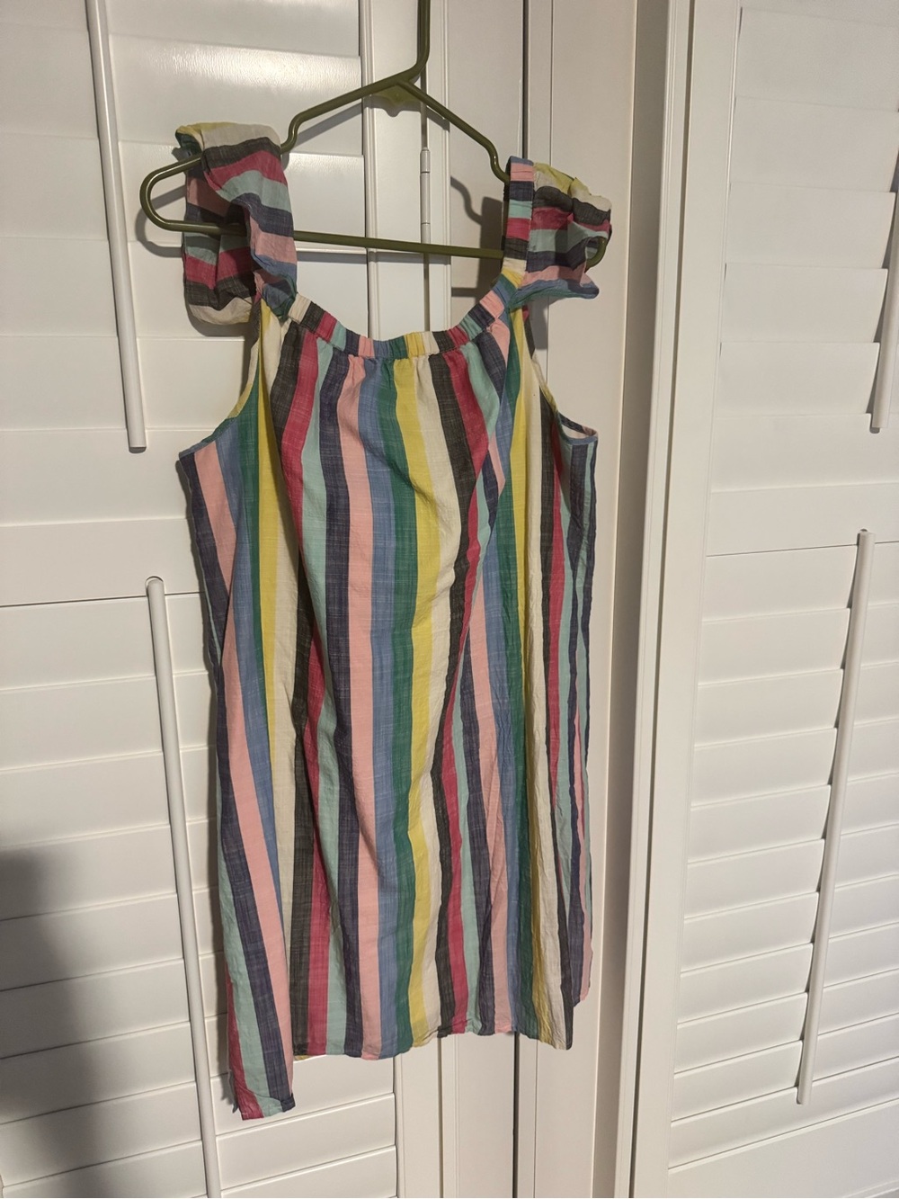 Multicolor Striped Ruffle-Shoulder Sundress